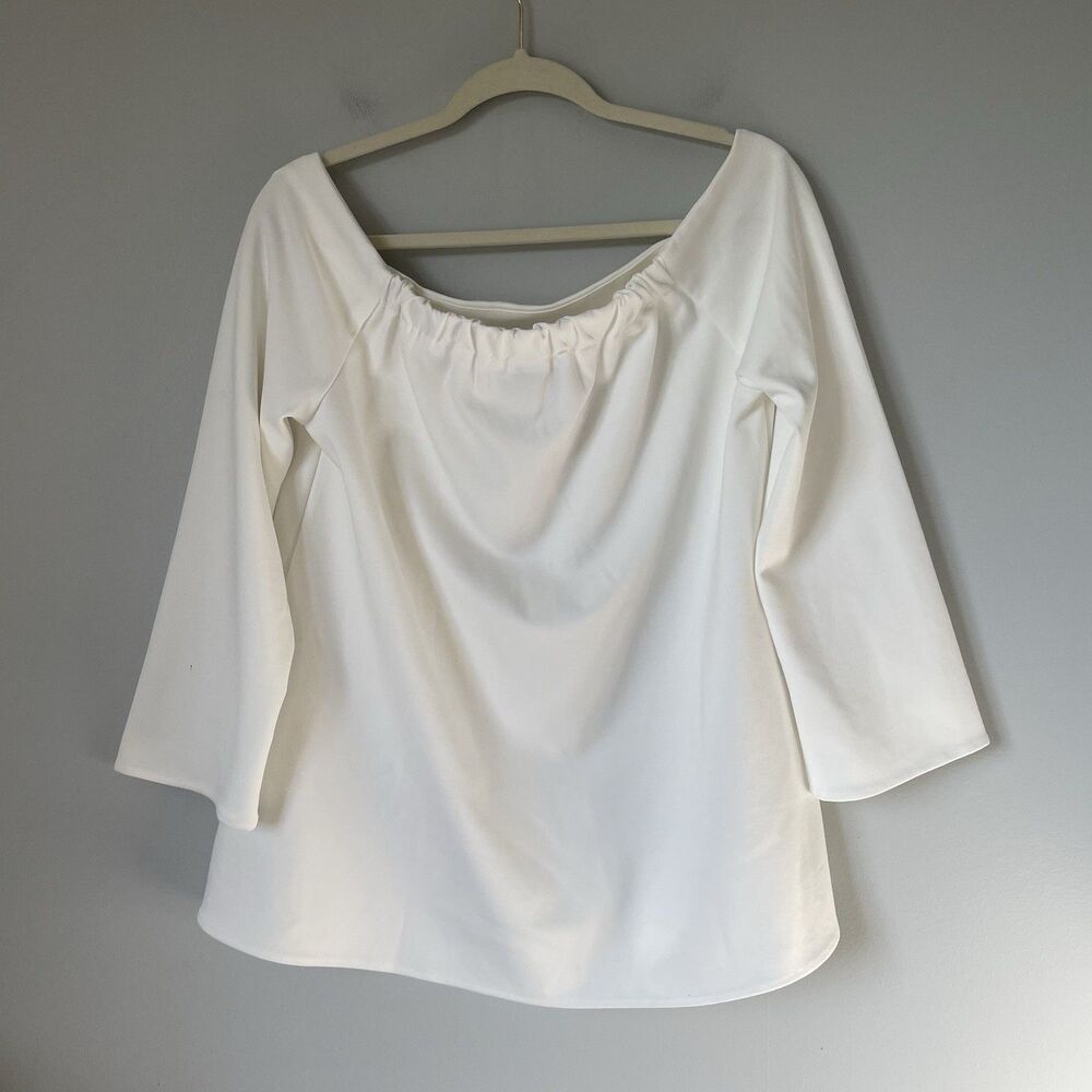 Tuckernuck White Miranda Off The Shoulder Blouse Top 3/4 Sleeve Women's Size XL - Picture 2 of 12
